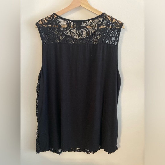 Adrianna Papell Black Lace Sleeveless Top Lined Layered Fairy Whimsigoth XXL 2X - Picture 5 of 5